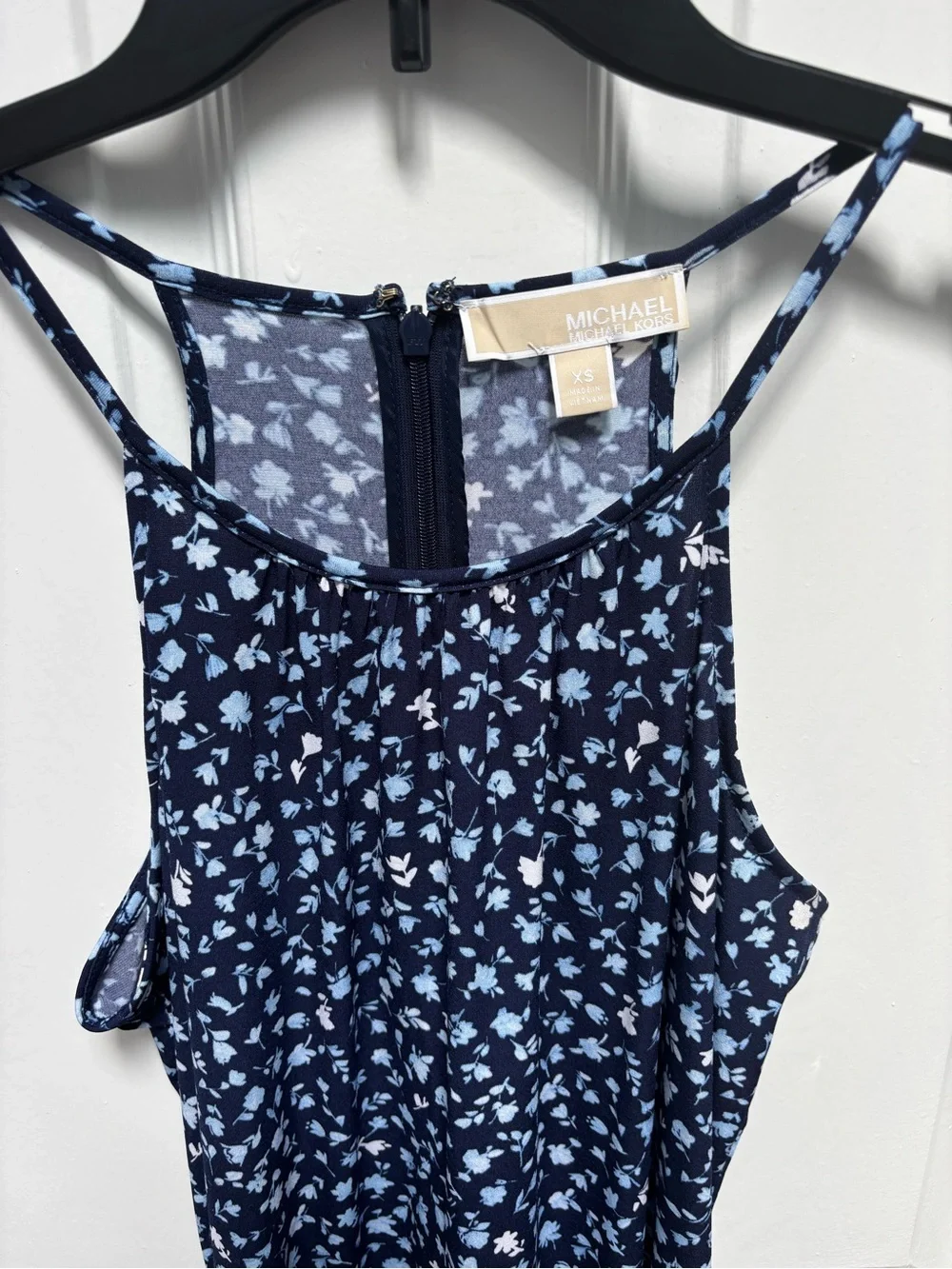 Michael Kors Navy & Light Blue Floral Midi Dress